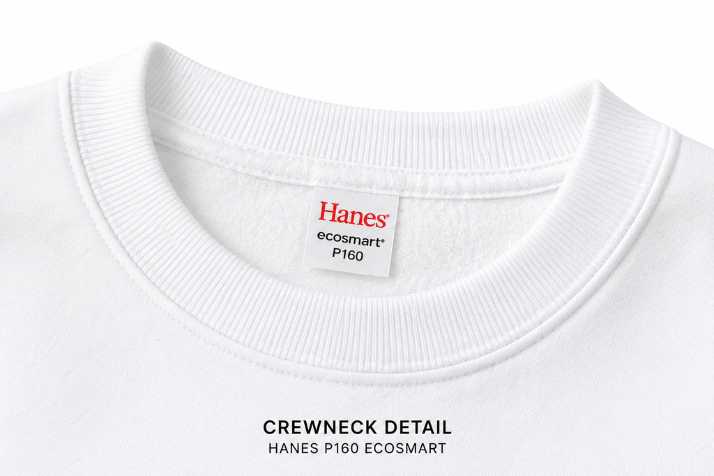 Hanes P160 crewneck collar detail