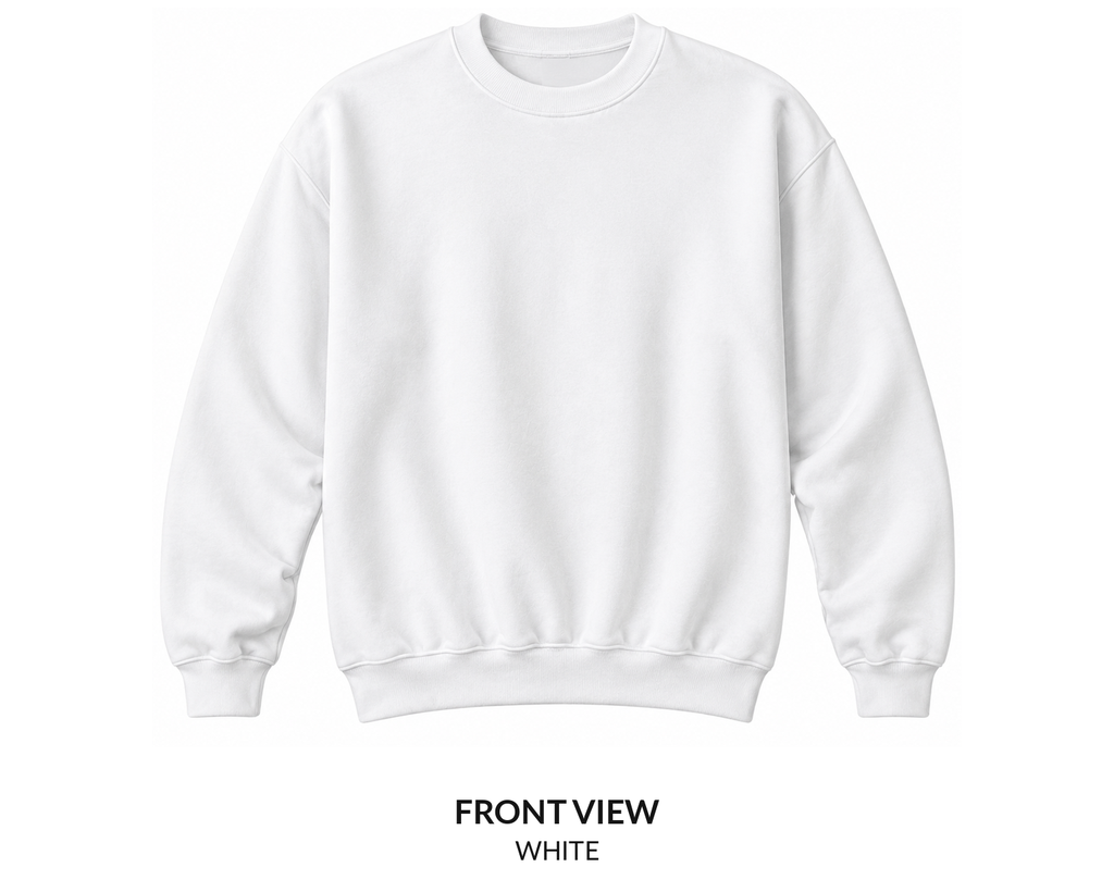 Blank white crewneck front view
