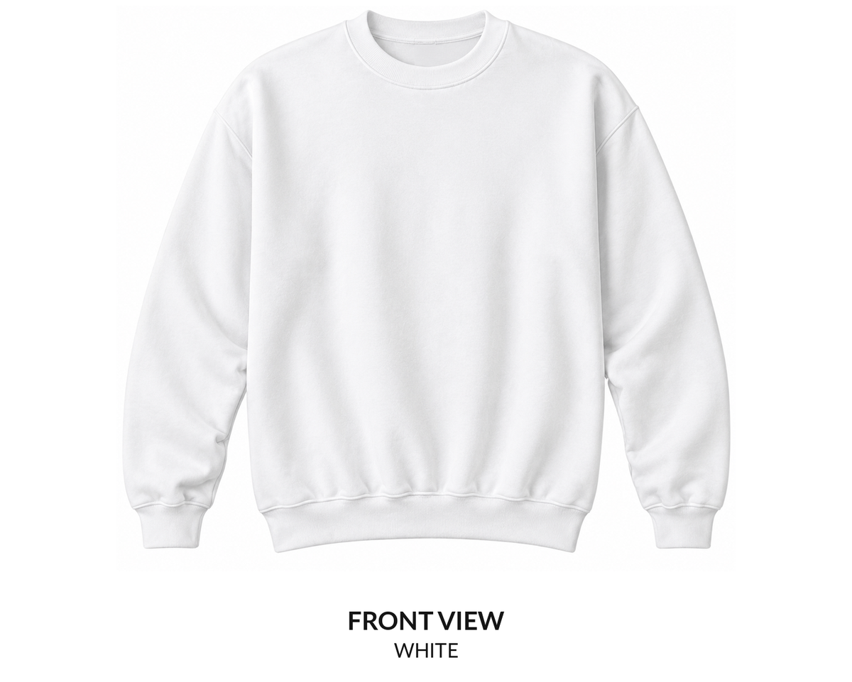 Blank white crewneck front view
