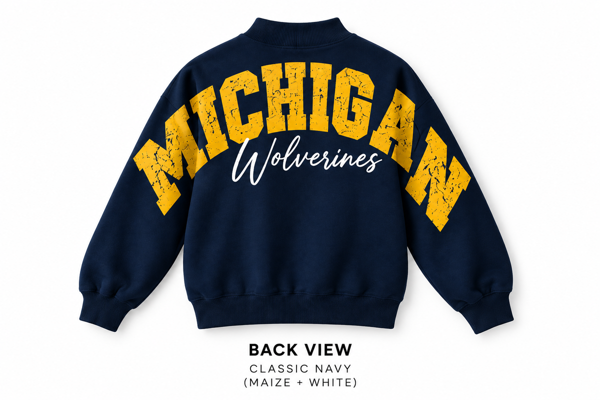 Back view — Classic Navy with maize MICHIGAN and white Wolverines lettering